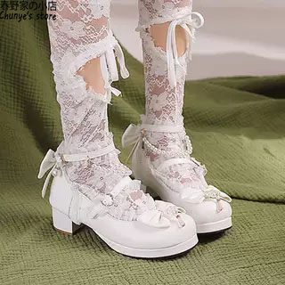 2025春秋新款甜美粗跟春野家