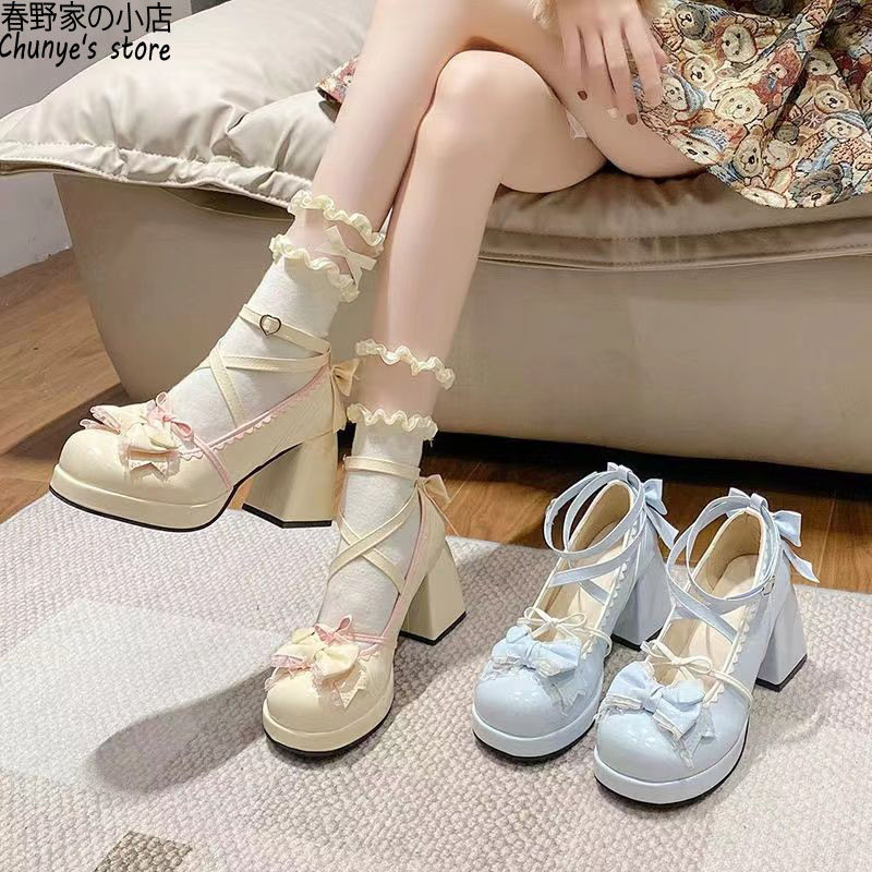原创Lolita洛丽塔防水鞋子可爱甜美皮鞋少女日系单鞋高跟鞋单鞋子