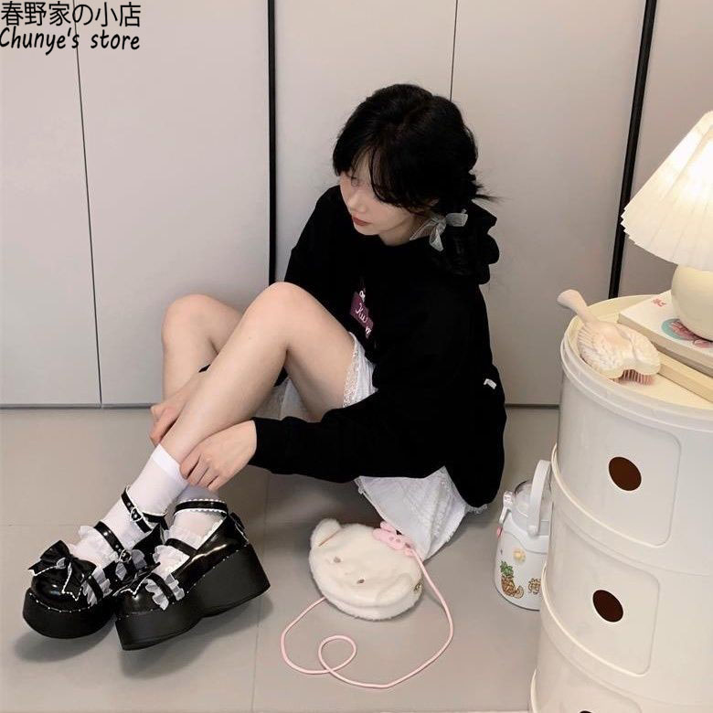 春野家玛丽珍鞋厚底增高蝴蝶结