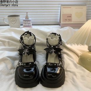 原创正品辣妹暗黑系蝙蝠y2k亚文化Lolita单鞋子朋克风粗高跟女鞋