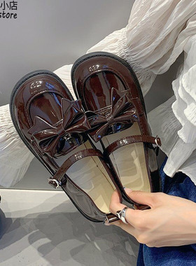 原创蝴蝶结方糖日系甜心皮鞋百搭日常平底学院风小jkJK制服lo女鞋