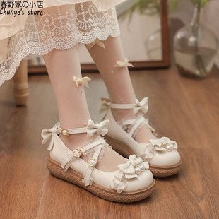 白色洛丽塔鞋子学生jk小皮鞋lolita原创正版软妹萝莉lo夏季圆头鞋