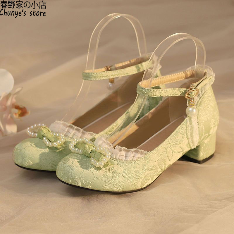 原创正品洛丽塔女鞋中华风汉服旗袍粗跟大小码单鞋子可爱甜美粗跟