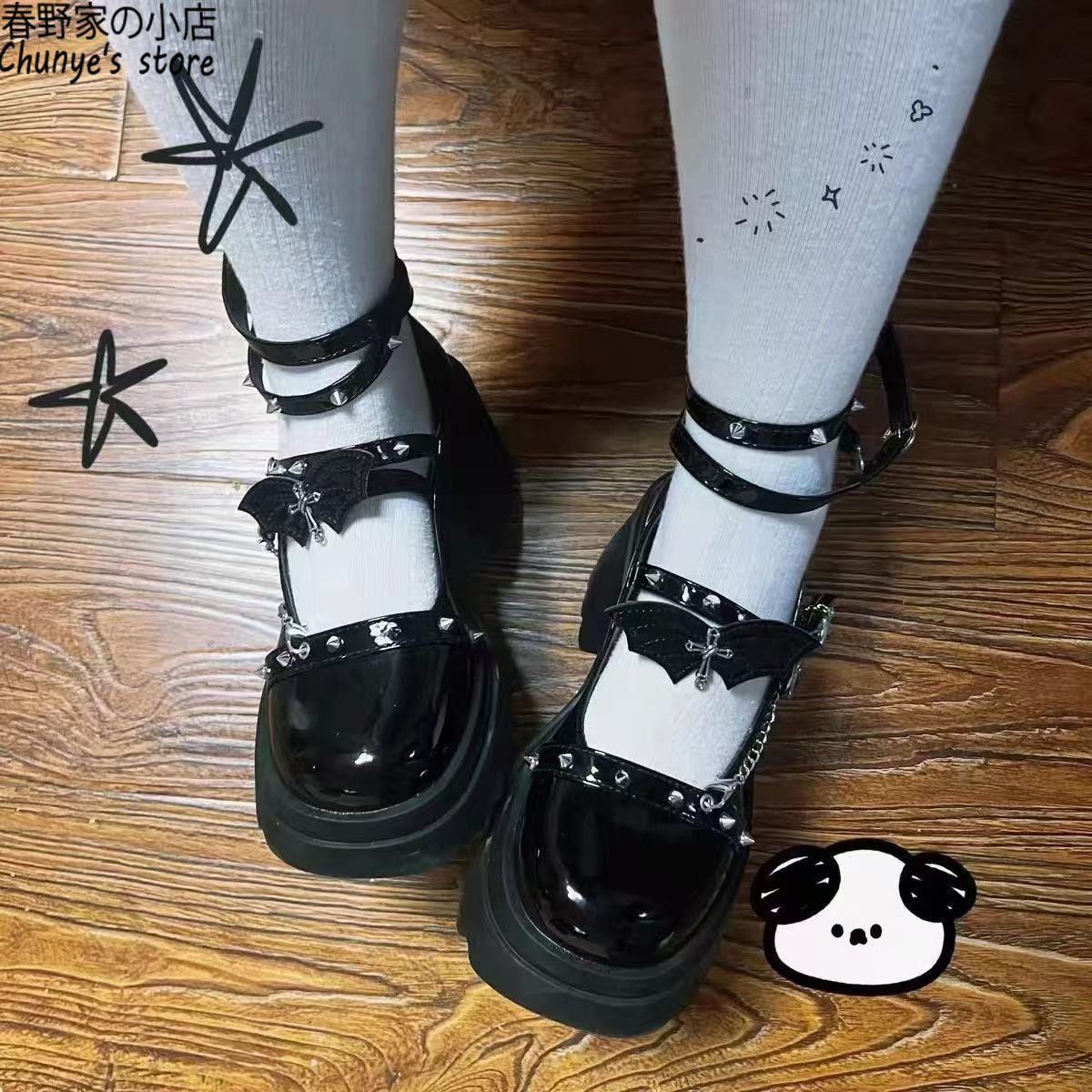 原创摇滚辣妹小个子高跟鞋春野家