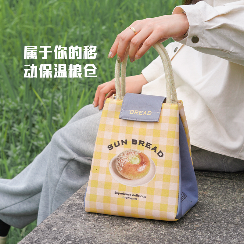 饭盒袋保温手提袋子上班族学生带饭便当加厚防水铝箔皮质餐包饭包