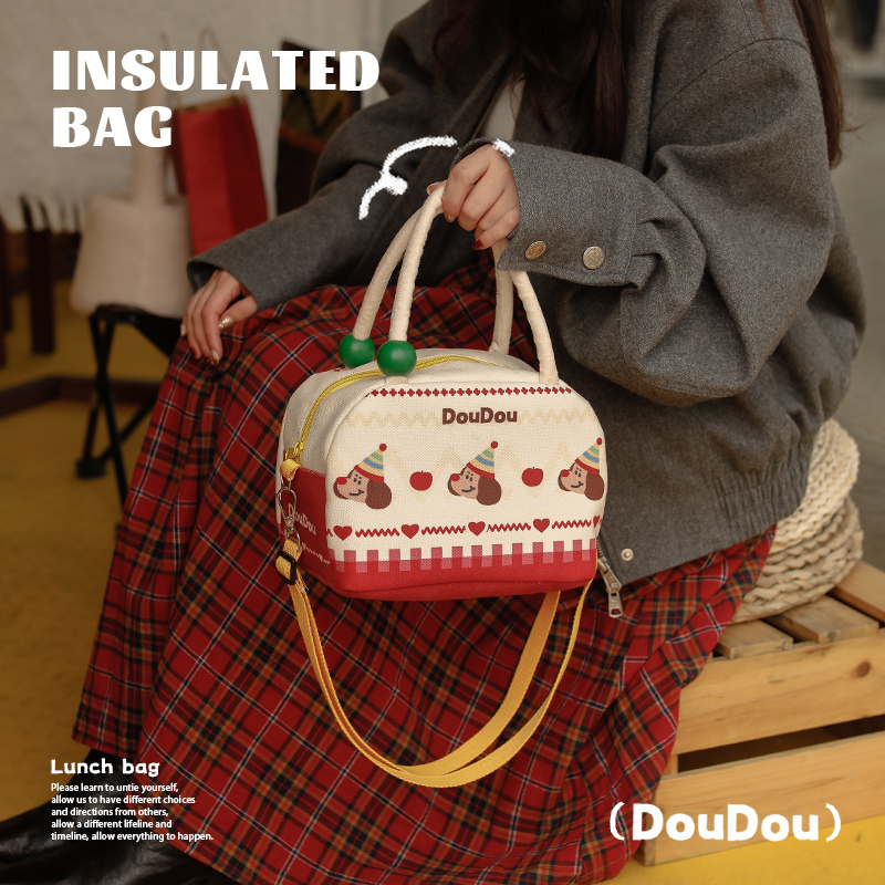 保温包手提饭盒袋可爱大容量学生带饭兜上班族可斜挎便当包午餐盒