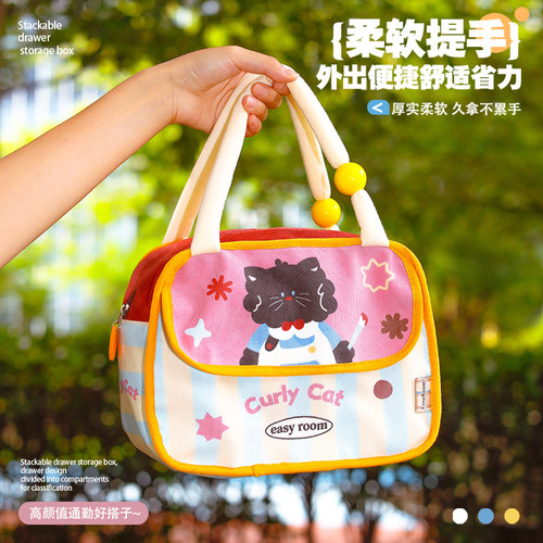 胖提手大容量卡通猫咪饭盒袋！