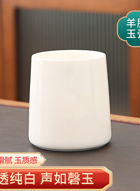 纯白色羊脂玉大号手握陶瓷杯客人杯早餐牛奶杯办公水杯客杯简约