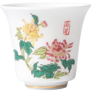 羊脂玉花神杯陶瓷十二12月花杯系列德化白瓷杯小号品茗杯会客喝茶