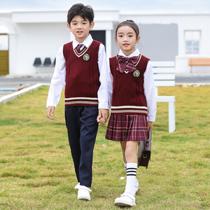 儿童合唱服学院风校服元旦小学生朗诵演出服演讲礼服秋冬加绒套装