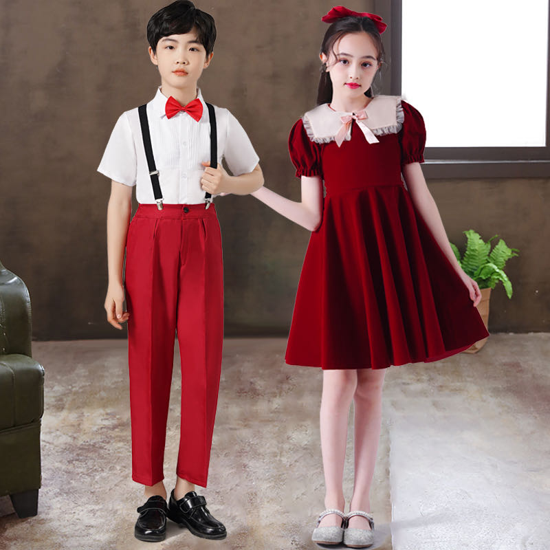 六一儿童合唱演出服女童主持人男童礼服中小学生诗歌朗诵表演服装
