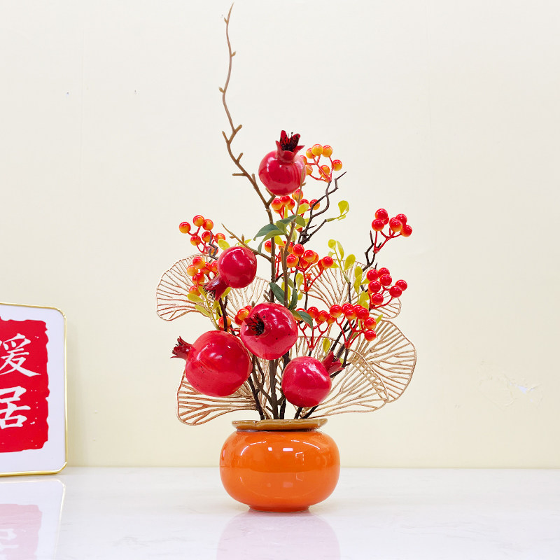 JBV柿子如意摆件装饰年宵花