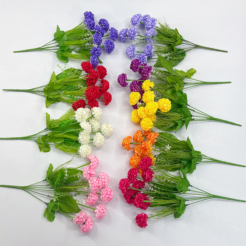 仿真花束插花装饰花艺小绣球葱花球假绢花装饰小把塑料花婚庆花槽