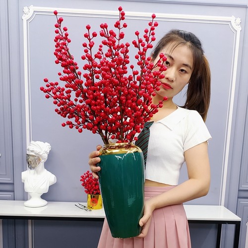 仿真花欧式相思红豆发财果