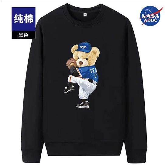 NASA AODC同款小熊纯棉卫衣男士宽松大码套头情侣薄款