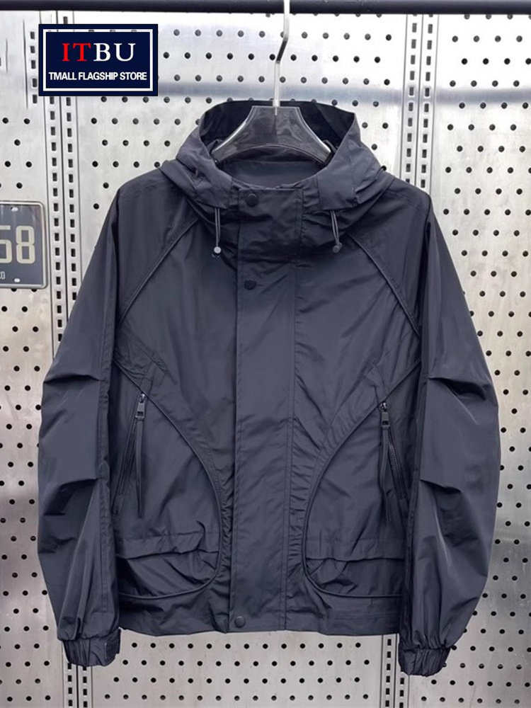 连帽冲锋衣外套男士春秋冬季2025年新款户外防风棉服工装夹克男款