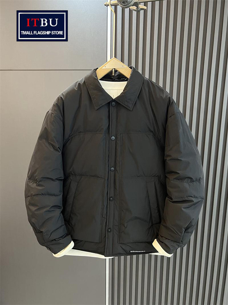 高级感衬衫式轻薄羽绒服男士秋冬季2025新款商务休闲夹克外套男款