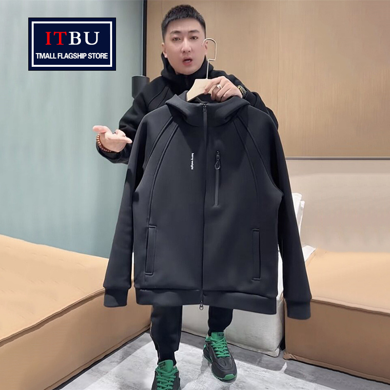 高端拉链卫衣男士春秋季2025新款高级感连帽夹克外套男款秋冬加绒