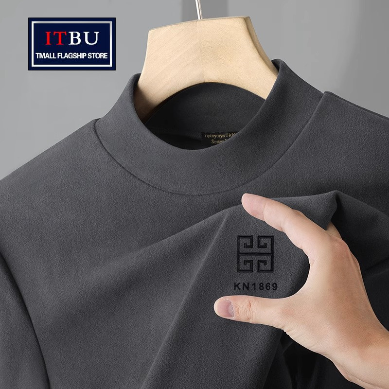 双面德绒打底衫男士春秋冬季2025新款半高领保暖内搭长袖t恤男款,男装,卫衣,淘宝优惠券,粉丝福利购,淘宝优惠卷