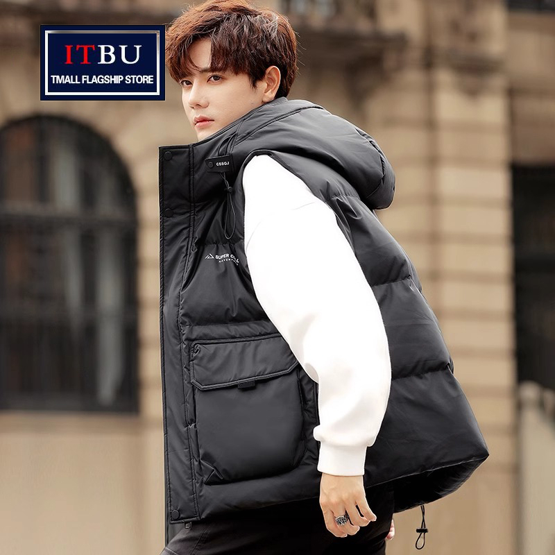 高端羽绒马甲男士春秋冬季2025新款休闲连帽坎肩背心男款马夹外穿