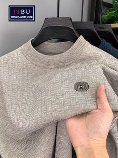 毛衣秋冬季 男款 2025新款 t恤打底衫 加绒厚长袖 一体绒圆领卫衣男士