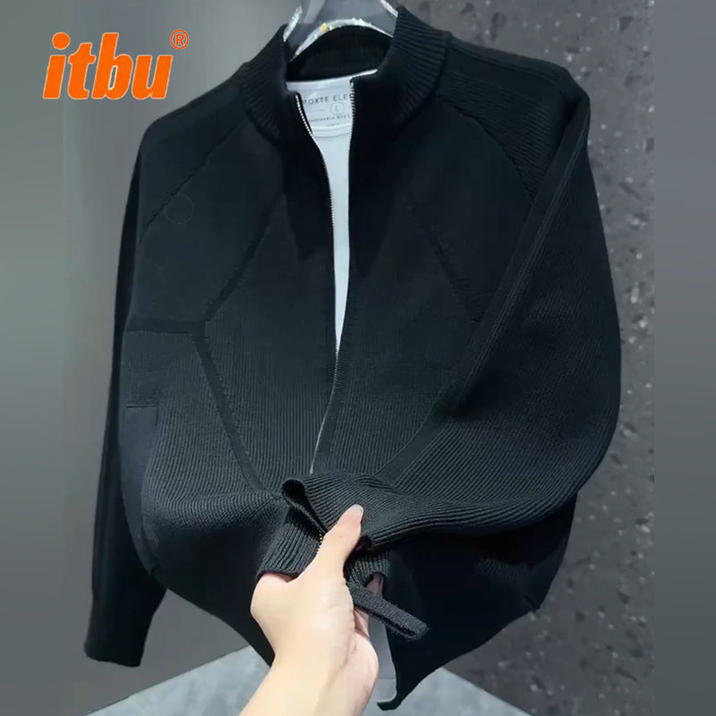 高级感立领开衫男外套男士2025新款冬季慵懒风休闲针织衫毛衣男款