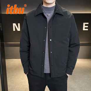 高端轻薄男羽绒服男士冬装外套2025年新款衬衫领短款夹克男款冬季