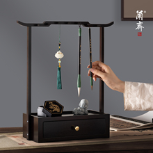 笔架毛笔架楠竹笔挂实木毛笔挂新中式多功能毛笔挂架收纳置物架文房四宝摆件书法收纳架挂毛笔的笔架托学生用