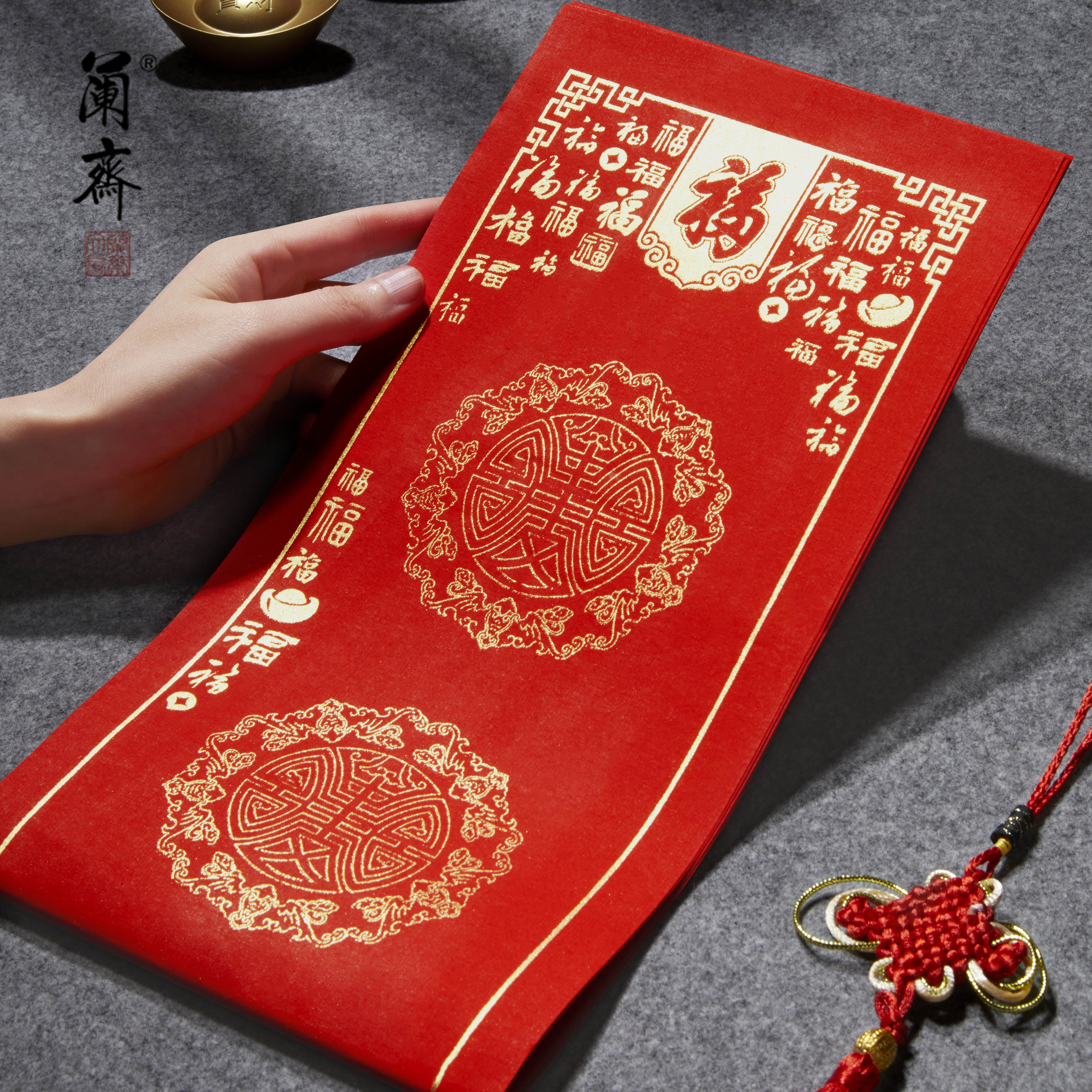 春节对联万年红新款斗方春联2026马年加厚蜡染手写空白红纸专用加厚春联纸结婚书法毛笔新年过年七言自写福字