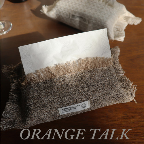 原创棉麻纸巾盒中古流苏