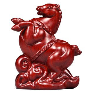 实木唐马摆件红色木头马工艺品中式客厅装饰品桌面摆设生肖马摆设