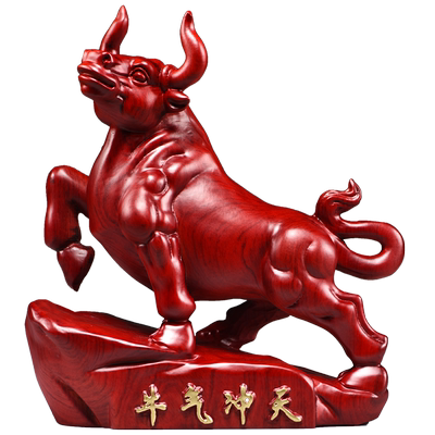 红色实木牛摆件十二生肖牛吉祥物