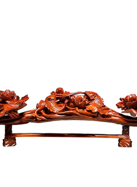 如意年年有余木雕荷花鱼工艺品