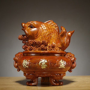摆件鲤鱼实木雕刻开业礼品