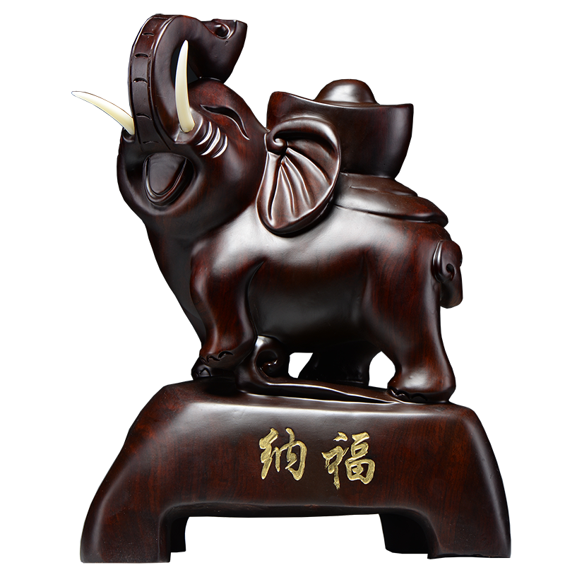 黑檀木家居客厅收银台大象摆件