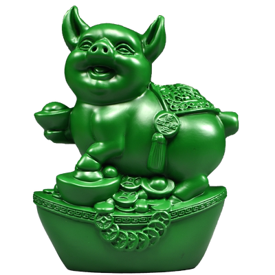 绿色木头十二生肖摆件实木吉祥物