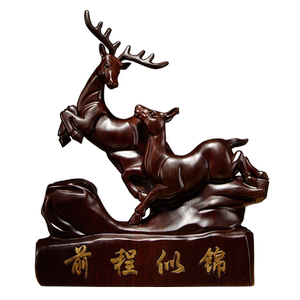 动物前程似锦寓意礼品黑檀木雕