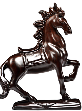 黑檀实木马摆件实木雕刻工艺品红木生肖动物家居客厅装饰开业礼品