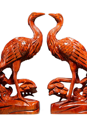 松鹤延年木雕家居客厅贺寿工艺品