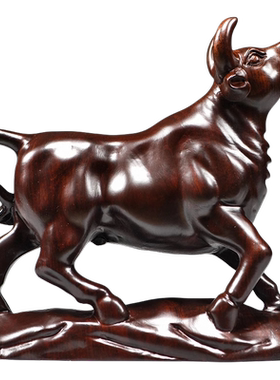 黑檀实木质雕刻牛摆件动物