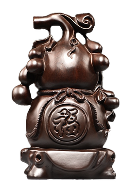 黑檀实木雕刻福禄葫芦摆件红木家居客厅电视柜办公装饰工艺品送礼