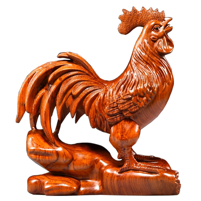 木质鸡摆件十二生肖木头鸡吉祥物