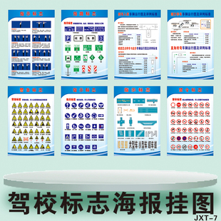 道路交通安全标志及交警手势海报驾校考试标识标线牌挂图看板包邮