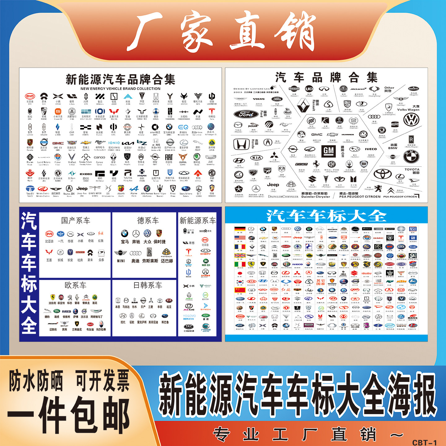 新能源车标墙贴海报大全