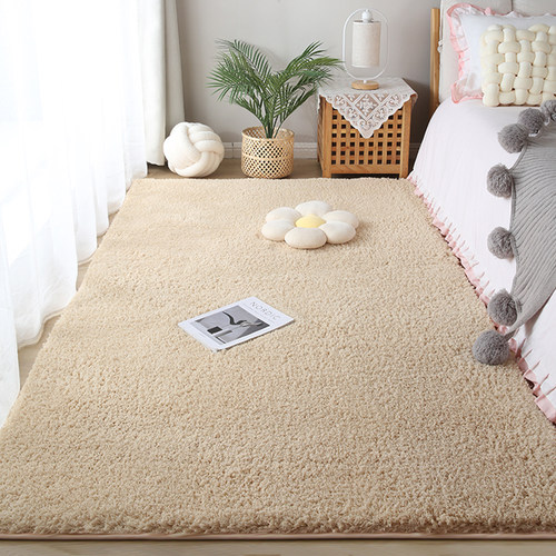 加厚毛绒床边地毯卧室冬天少女网红房间布置家用主卧床前毛毯地垫