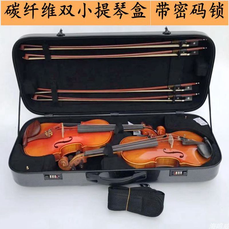 碳纤双小中提琴盒方盒子2只装谱袋双肩背包密码锁抗压航空托运4/4
