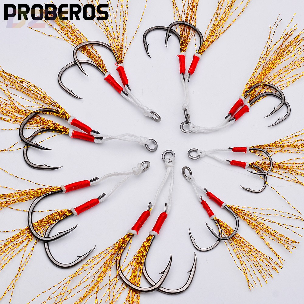 海钓铁板钩 绑亮丝铁板双钩 绑羽毛钩海钓船钓大力马主线鱼钩散s8