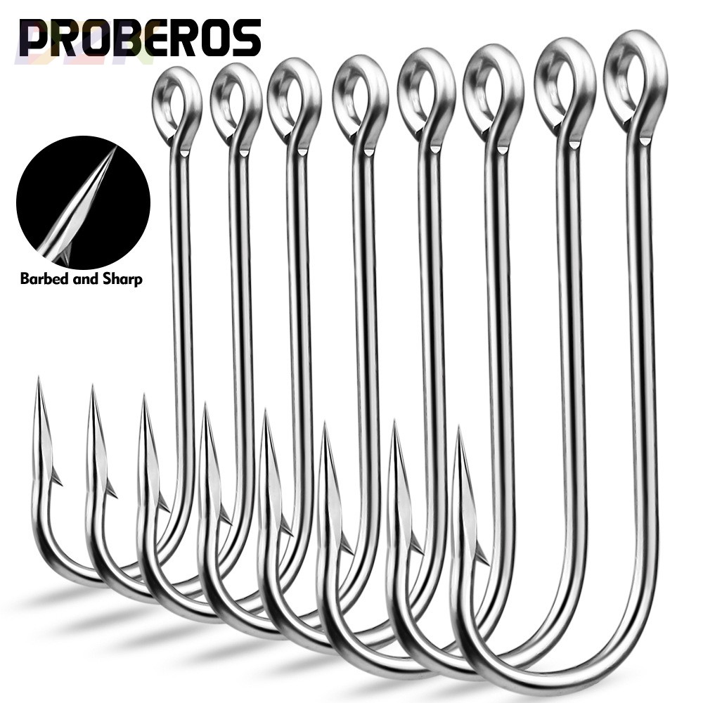 路亚单钩 有倒刺矶钓海钓钩 高碳钢长柄路亚鱼钩带孔带圈100个/s2