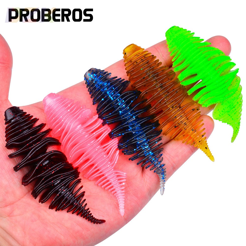 螺纹小针尾软饵 浮水轻舞虫根钓蠕虫 翘嘴鳜鱼仿生路亚假饵5个/s1