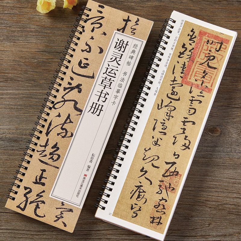 谢灵运草书册 草书毛笔书法字帖 经典碑帖书法临摹字卡原大版 全文简体旁注  草书字帖 成人学生初学者入门基础近距离书法毛笔字帖